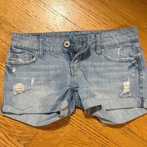 American Eagle Outfitters Light Blue Distressed Jean Shorts